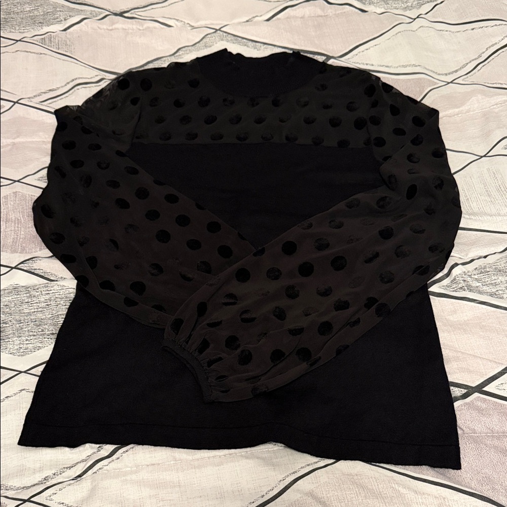 August Silk Black Polka Dot Sweater